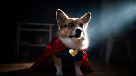 Welsh Corgi Pembroke in Superhero Costumeの素材