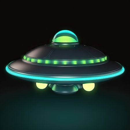 UFO, Neon lights. Concept of UFO.の素材
