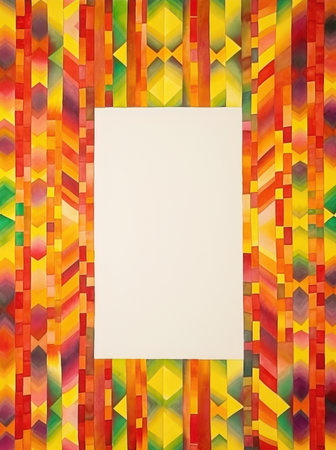 Colorful abstract background with white paper sheet and multicolored geometric patternの素材