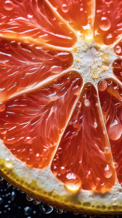 AI generated close up photo of juicy grapefruit sliceの素材