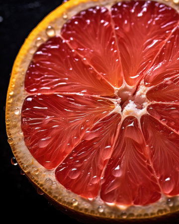 AI generated close up photo of juicy grapefruit sliceの素材