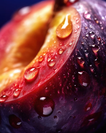 AI generated close up photo of juicy plum sliceの素材
