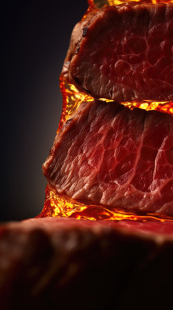AI generated close up photo of juicy steak sliceの素材
