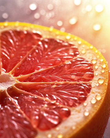 AI generated close up photo of juicy grapefruit sliceの素材