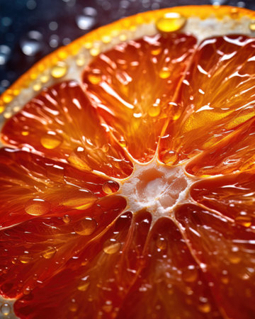 AI generated close up photo of juicy orange sliceの素材