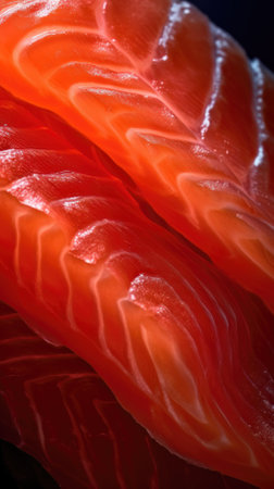 AI generated close up photo of salmon sliceの素材