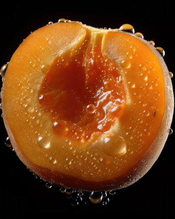 AI generated close up photo of juicy apricot sliceの素材