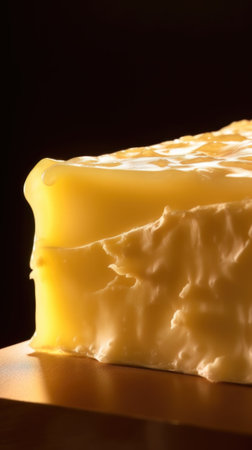 AI generated Pouring melted butter on a piece of cheese, close-upの素材