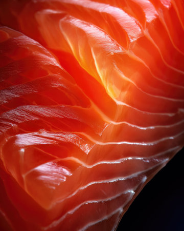 AI generated close up photo of salmon sliceの素材