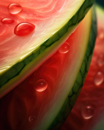 AI generated close up photo of juicy watermelon sliceの素材