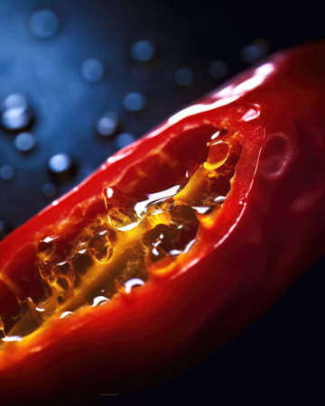 AI generated close up photo of juicy pepper sliceの素材