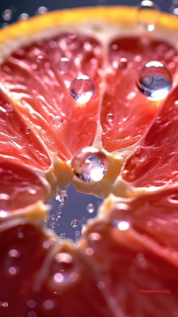 AI generated close up photo of juicy grapefruit sliceの素材