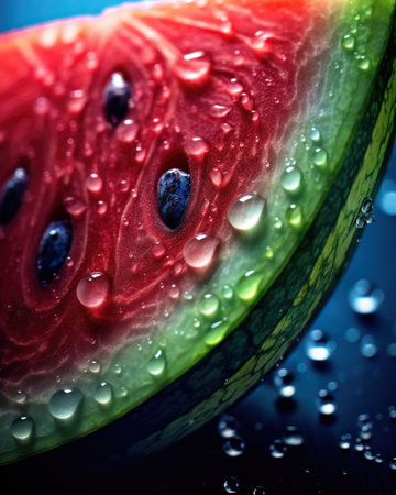 AI generated close up photo of juicy watermelon sliceの素材