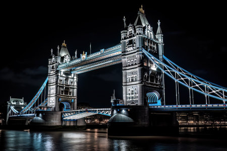 Tower Bridge in London at night, UK. Long exposure.の素材