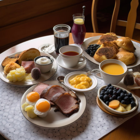AI generated served English breackfastの素材