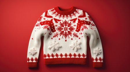 red sweater with white winter patternの素材