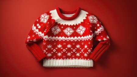 red sweater with white winter patternの素材