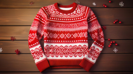 red sweater with white winter patternの素材