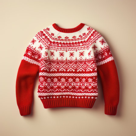 red sweater with white winter patternの素材
