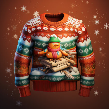 red sweater with white winter patternの素材