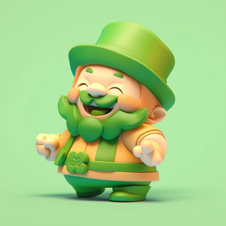 Leprechaun on green backgroundの素材