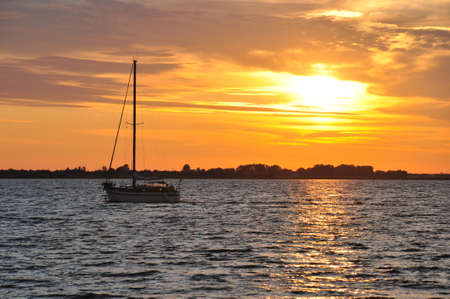 Boat in the sunsetの写真素材