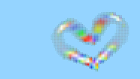 Heart design with blue background. Isolated element. Halftone style.のイラスト素材