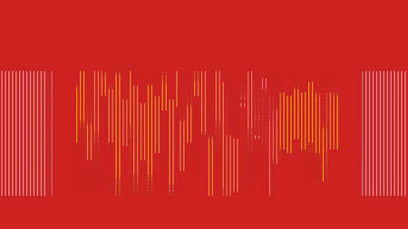 Abstract design with vertical striped geometry. Red background.