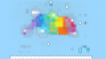 Abstract colorful illustration on blue background. dots design.のイラスト素材