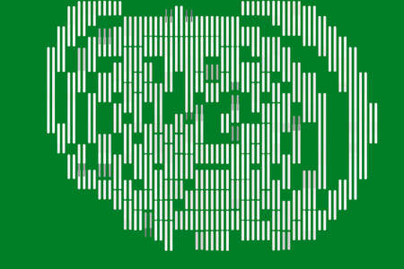 Abstract element on green background. Geometry of white strips. 2D rendering digital illustration.のイラスト素材