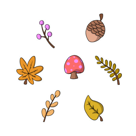 Autumn set hand drawn for graphic designのイラスト素材