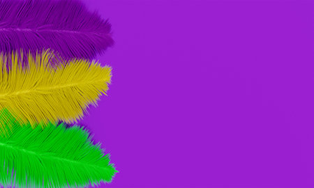 Palm leaves on purple background, 3d rendering. Computer digital drawing.の写真素材