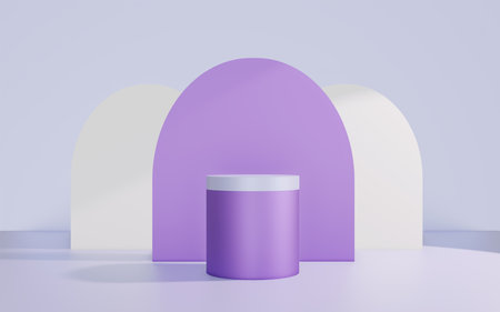 3d rendering of minimal product display podium with pastel color.の写真素材