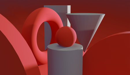 Abstract 3d rendering of geometric shapes, podiums. Modern background design for poster, cover,...