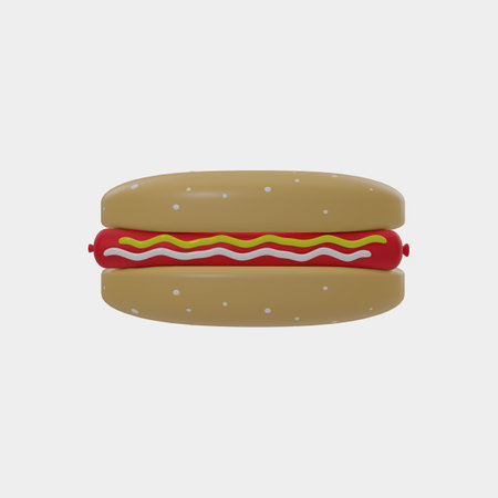 hot dog isolated on a white background. 3d rendering illustration.の写真素材