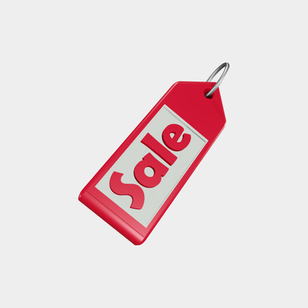 Red sale tag isolated on white background. Vector illustration. Eps 10.の写真素材