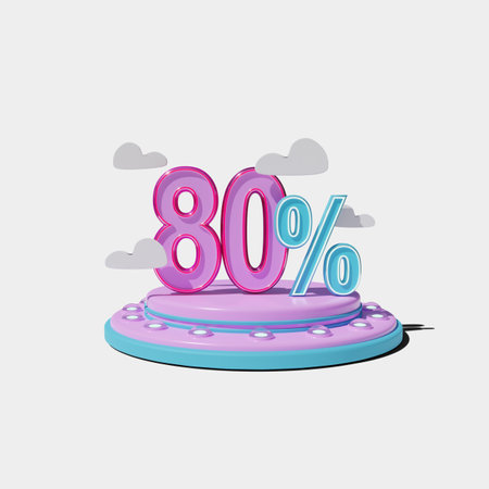 80 percent discount on the floating saucer. Vector illustration for your designの写真素材