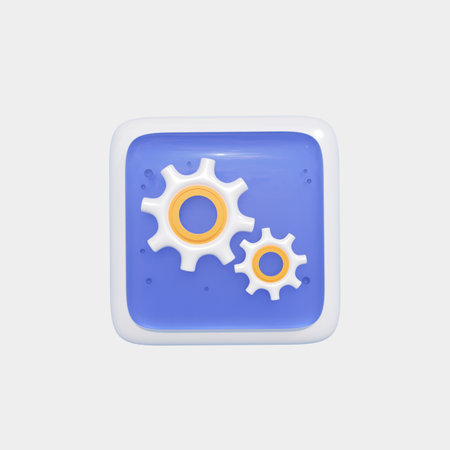Cogwheel icon, 3D rendering isolated on white background.