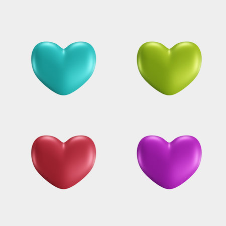 Set of colorful hearts. Isolated on white background. Vector illustration.の写真素材