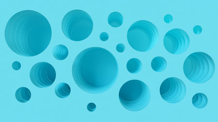 Abstract blue background with circles. 3d rendering, 3d illustration.の写真素材