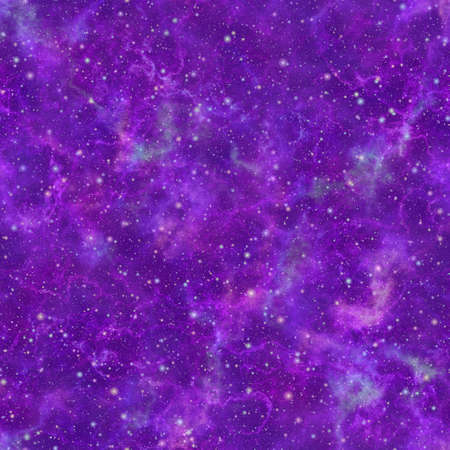Abstract shiny violet universe.  Cloudy night starry sky. Purple nebula outer space.  Glittering galactic texture background. Seamless illustration.の写真素材