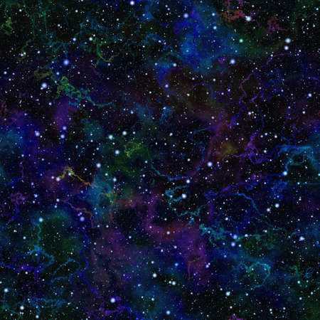 Abstract dark blue universe.  Glittering colorful night starry sky.  Multicolor nebula outer space.  Galactic texture background. Seamless illustration.の写真素材