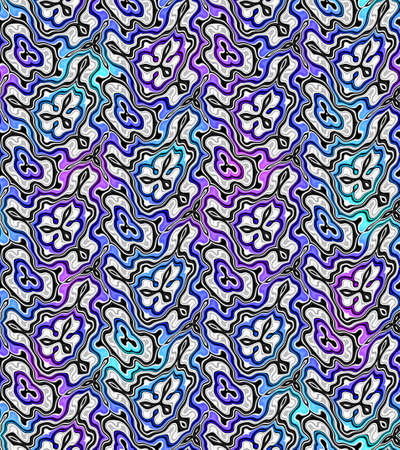 Abstract blue and violet tile pattern. Ornate tiled texture background. Seamless illustration.の写真素材