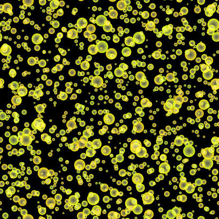 Abstract yellow bubbles on black background. Seamless illustration.