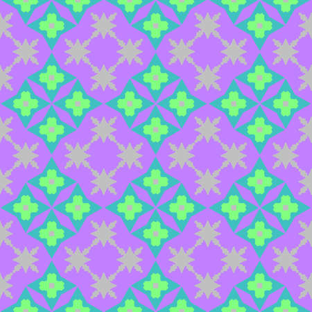 Abstract colorful floral tile pattern.  Multicolor tiled texture background. Seamless illustration.