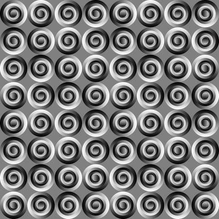 Abstract tile pattern, Circles or rings in black and white, Tiled texture background, Seamless illustrationの写真素材