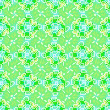 Abstract green floral tile pattern, Tiled texture background, Seamless illustration