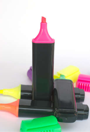 Four black color markers with open capsの写真素材