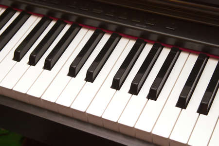 Digital electric piano keyboard closeup