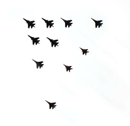 Contours high flying modern military aircraft  Image isolated on white background